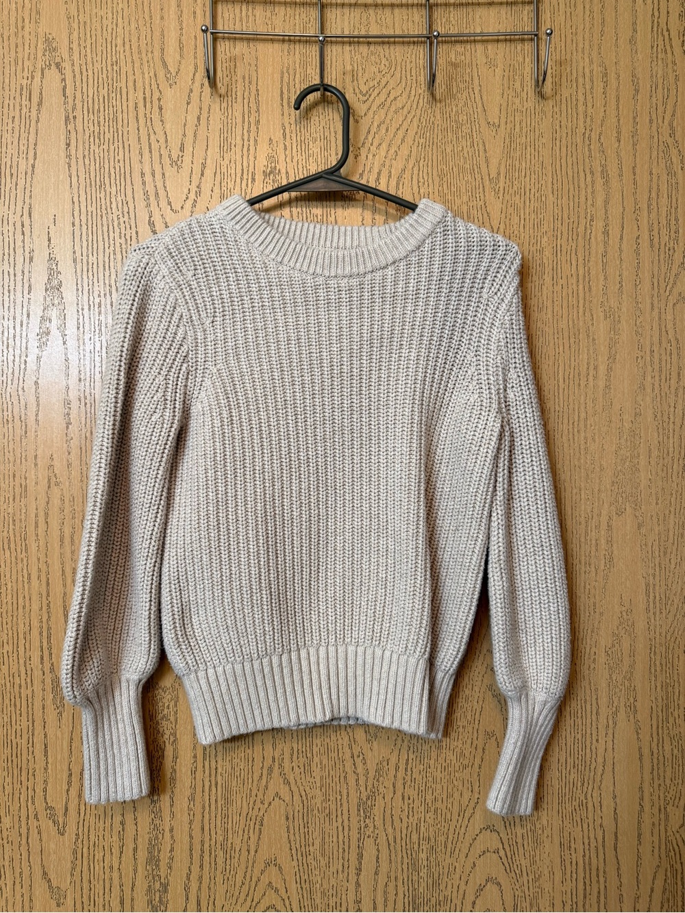 J. Crew Neutral Cream Ribbed Crew Sweater